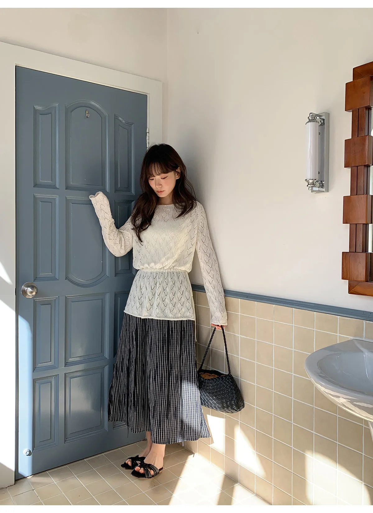 Striped A-line skirt