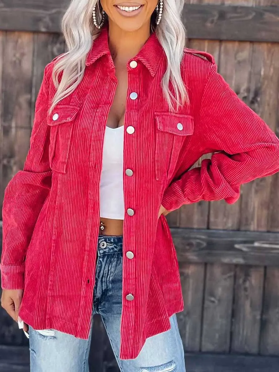Stunncal Corduroy Button Shacket