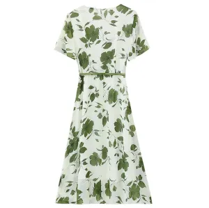 Stylish A-line Dress with Waist Belt and Ruffle Detailing