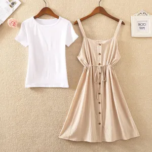 Summer Long Dress Women Casual Vintage Dresses Mid Calf Vestidos Pockets Strapless Sundress Overalls