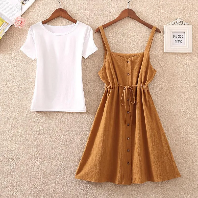 Summer Long Dress Women Casual Vintage Dresses Mid Calf Vestidos Pockets Strapless Sundress Overalls