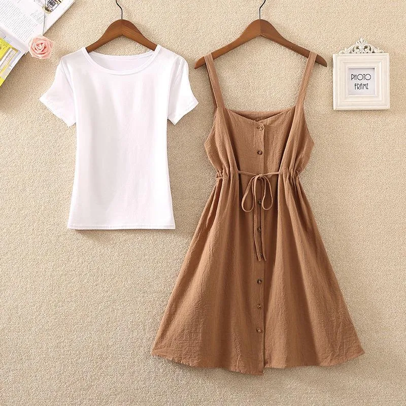 Summer Long Dress Women Casual Vintage Dresses Mid Calf Vestidos Pockets Strapless Sundress Overalls