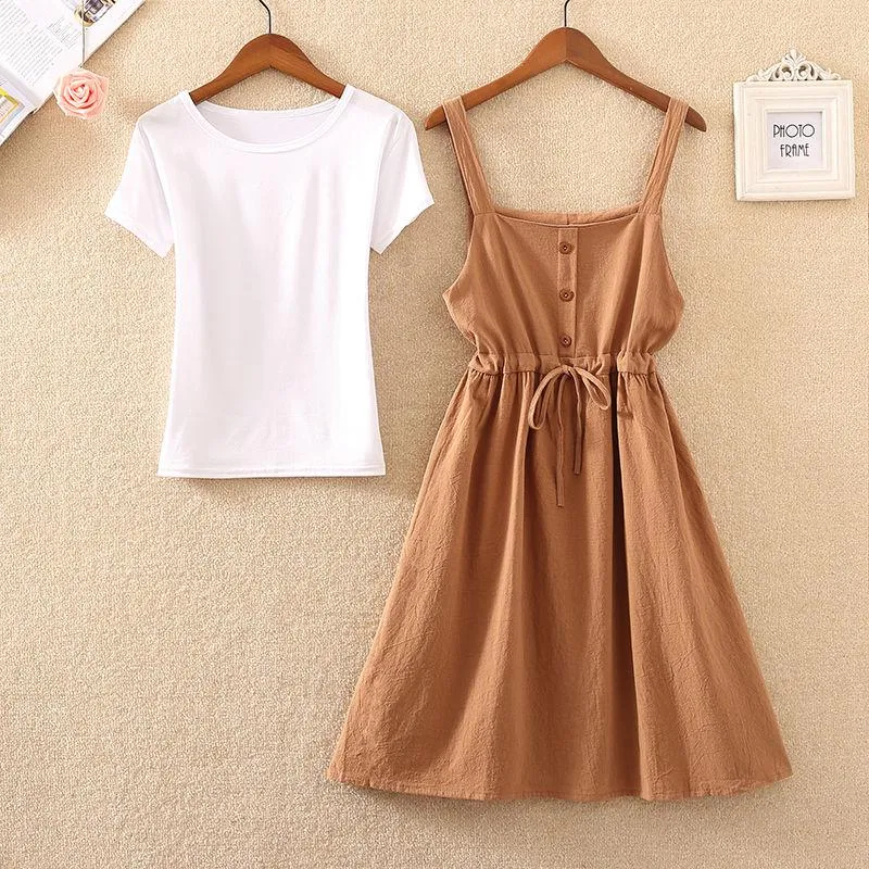 Summer Long Dress Women Casual Vintage Dresses Mid Calf Vestidos Pockets Strapless Sundress Overalls
