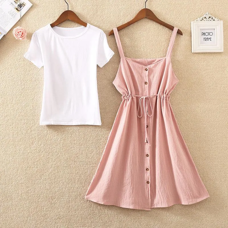 Summer Long Dress Women Casual Vintage Dresses Mid Calf Vestidos Pockets Strapless Sundress Overalls