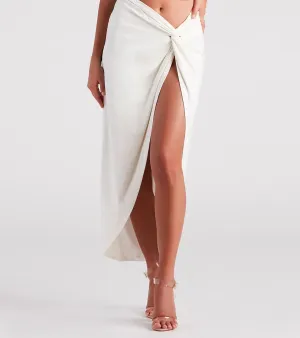 Summer Nights Linen High Slit Midi Skirt