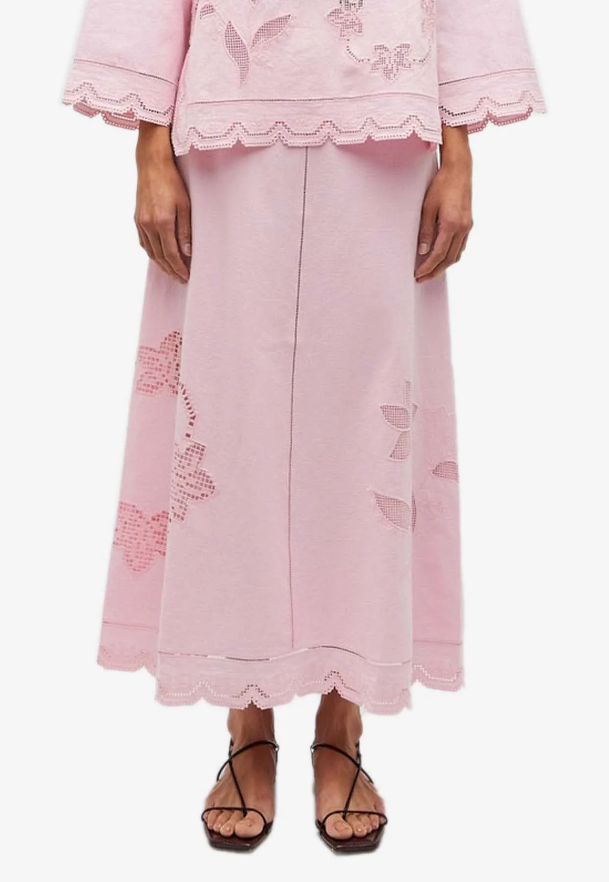 Table Cloth Lace Midi Skirt