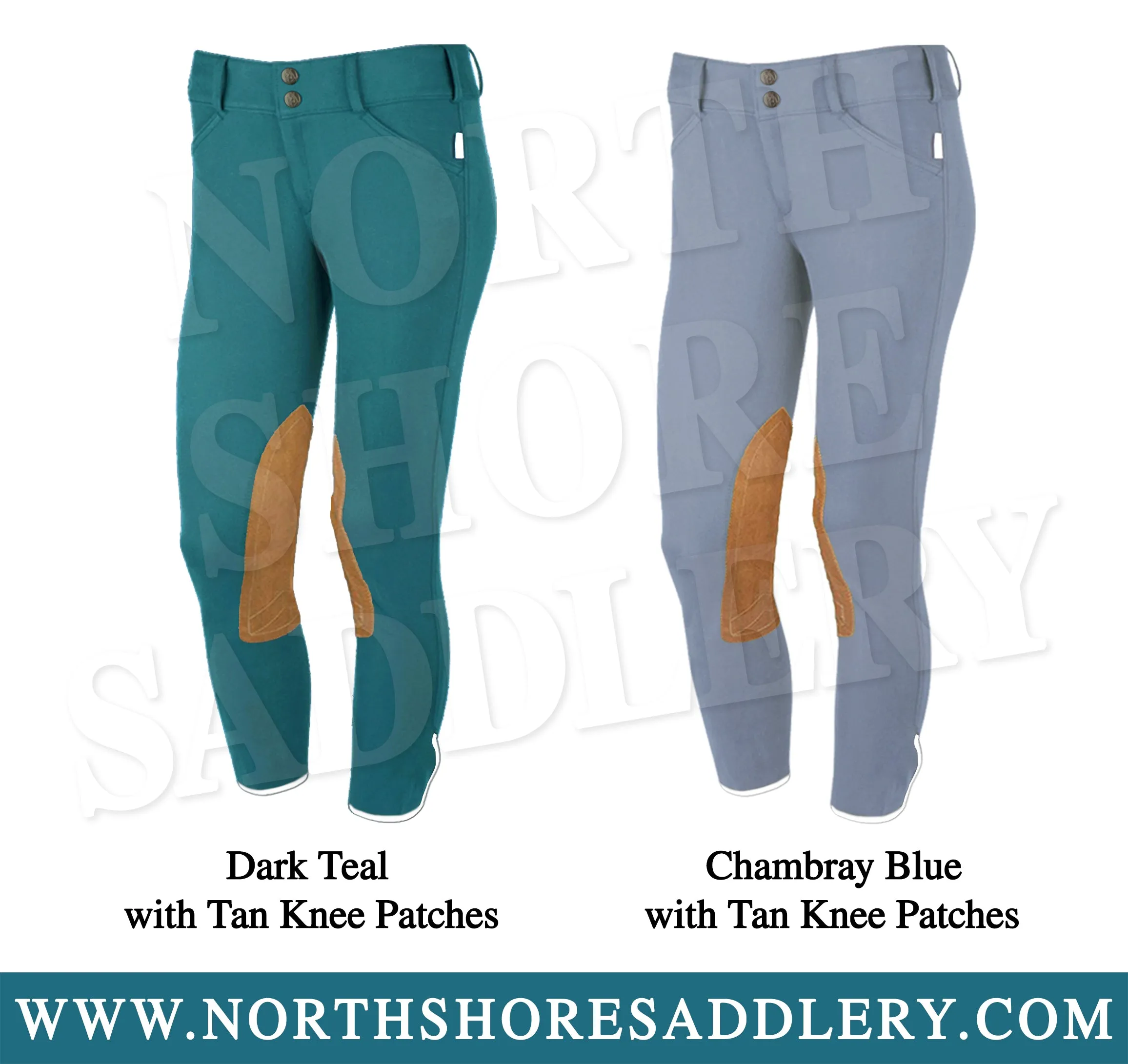 Tailored Sportsman Children's Front Zip Breech with Tan Knee Patches
