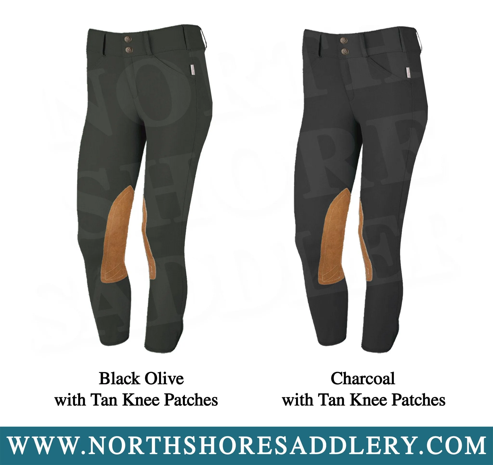 Tailored Sportsman Children's Front Zip Breech with Tan Knee Patches
