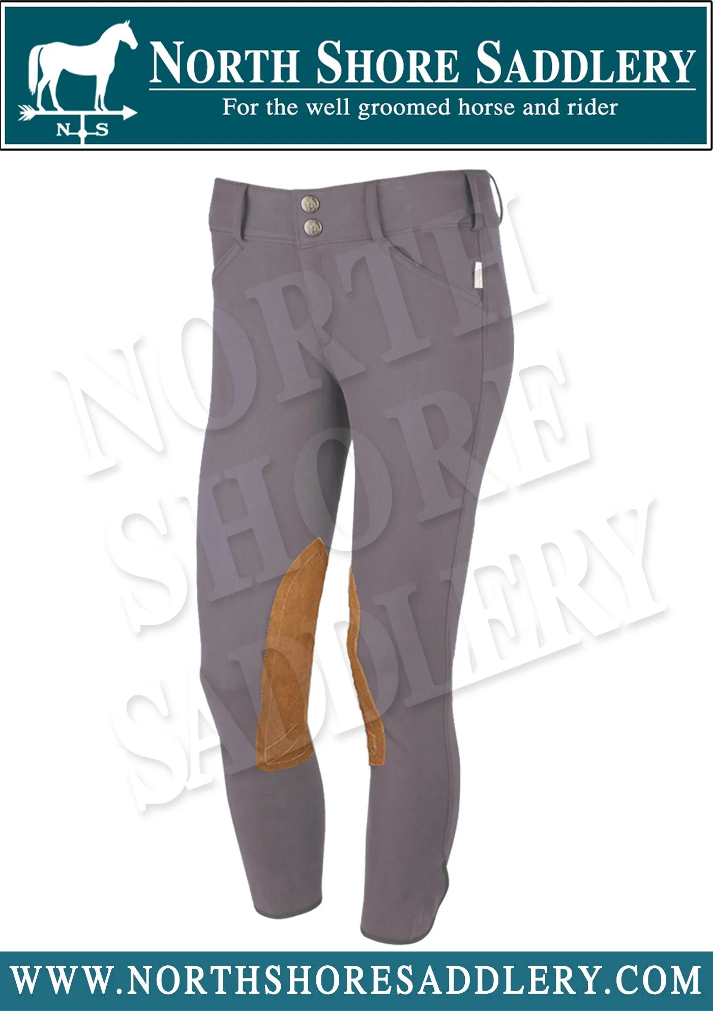 Tailored Sportsman Children's Front Zip Breech with Tan Knee Patches