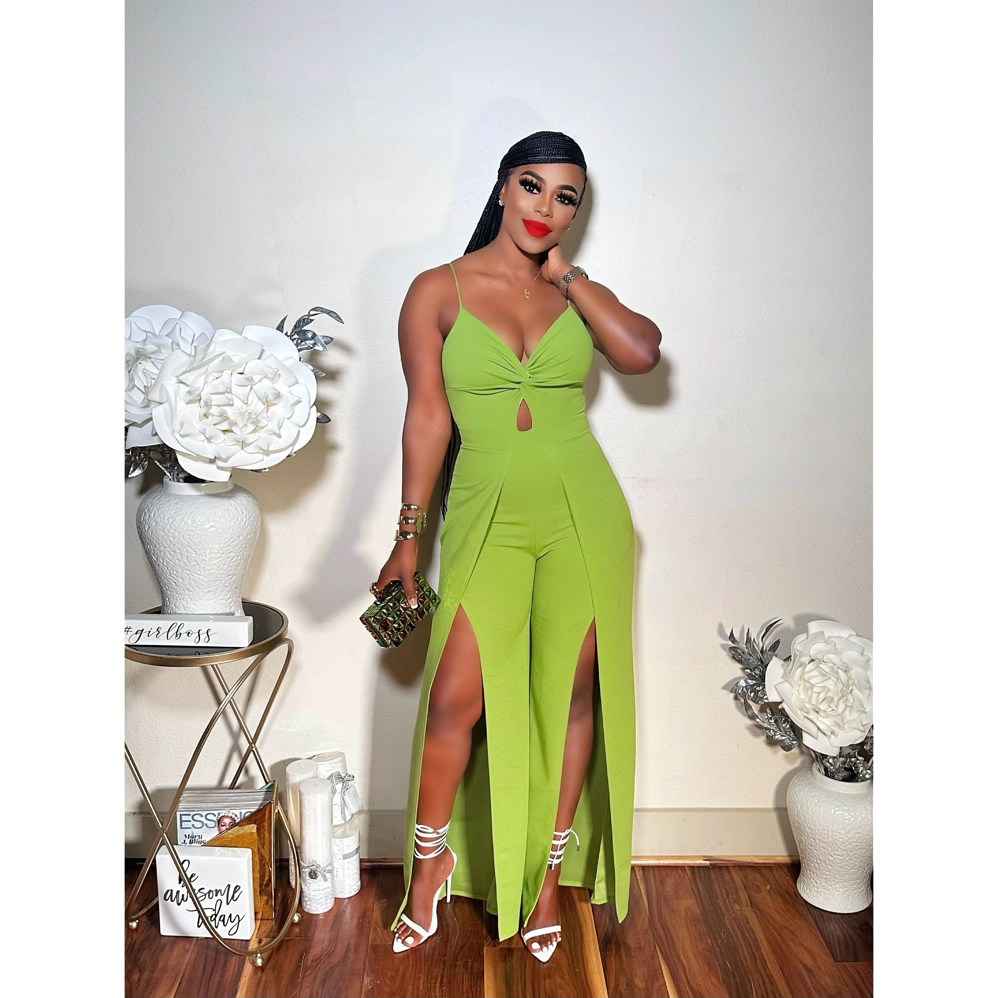 TAKE HER BACK WIDE LEG JUMPSUIT WITH A SPLIT