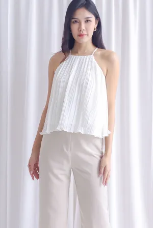Tasha Pleat Cut In Flare Top In White