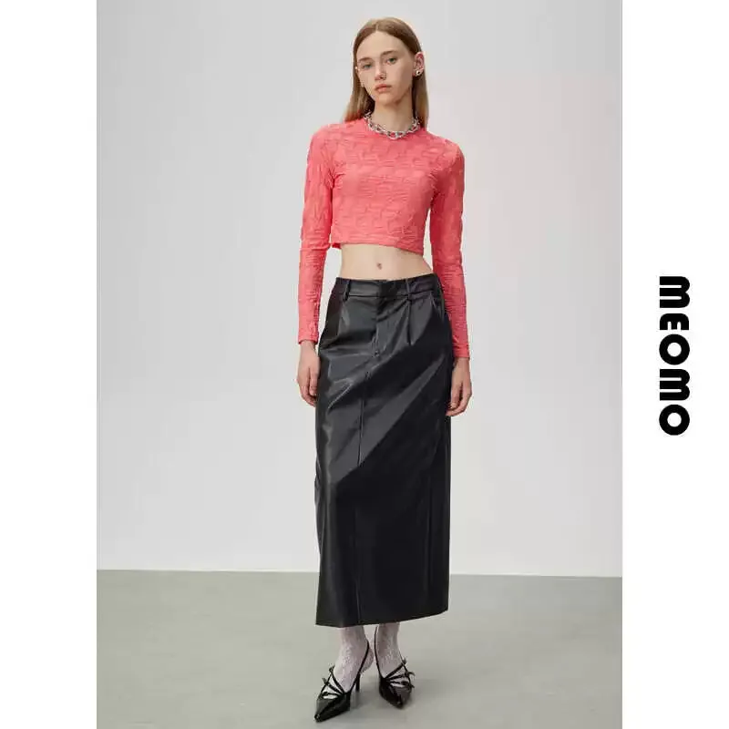 Textured Long-Sleeve Crop Top
