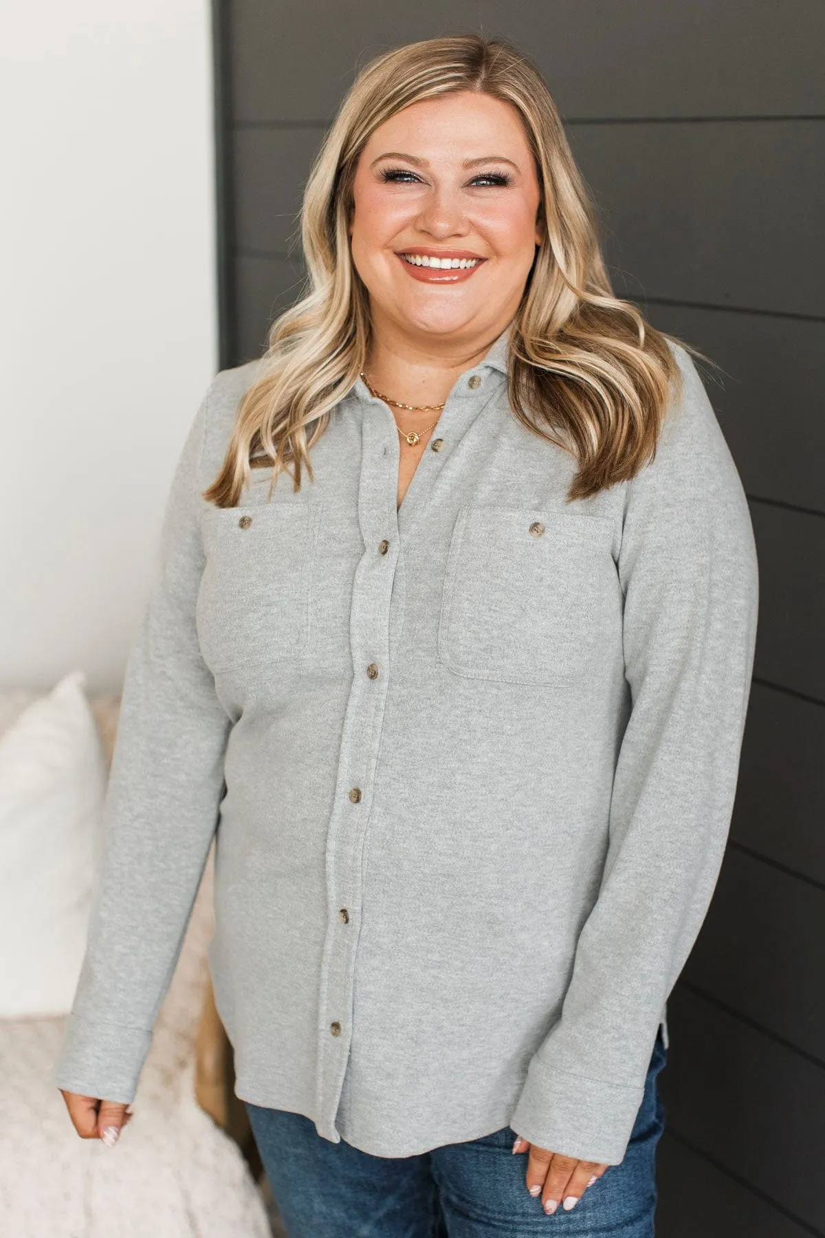 Thread & Supply Free Falling Shirt Jacket- Heather Grey