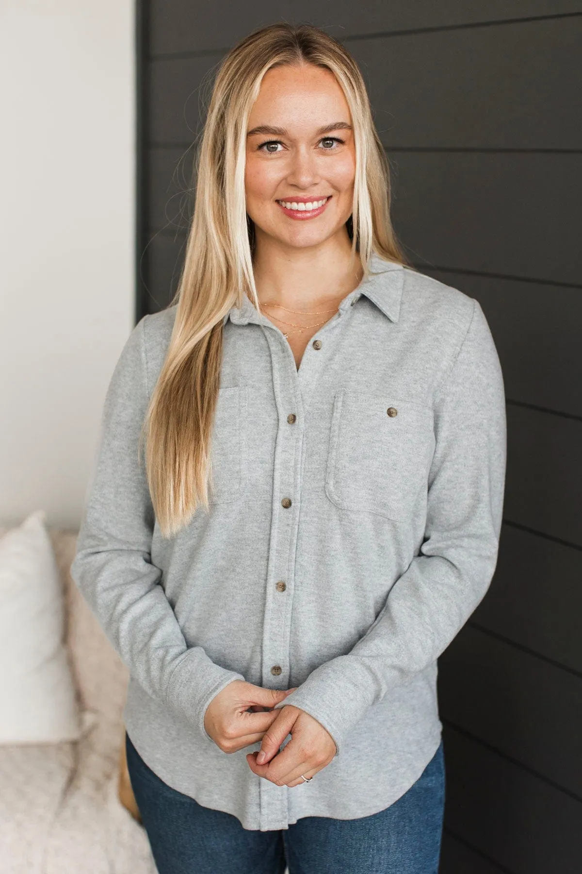 Thread & Supply Free Falling Shirt Jacket- Heather Grey