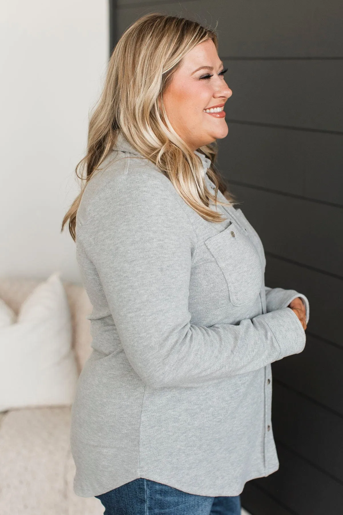 Thread & Supply Free Falling Shirt Jacket- Heather Grey