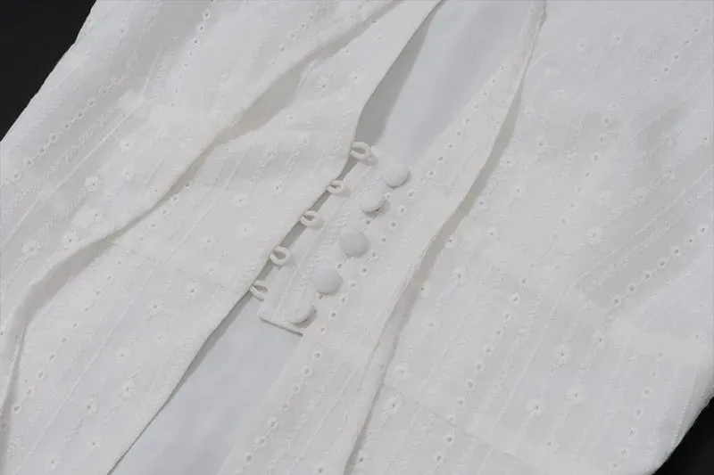 Tie Front Button White Cut Out Sleeveless Top