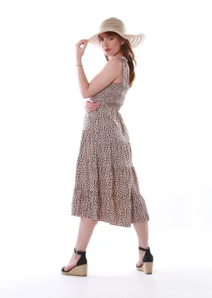 Tie shoulder ruffle dress- Leopard print
