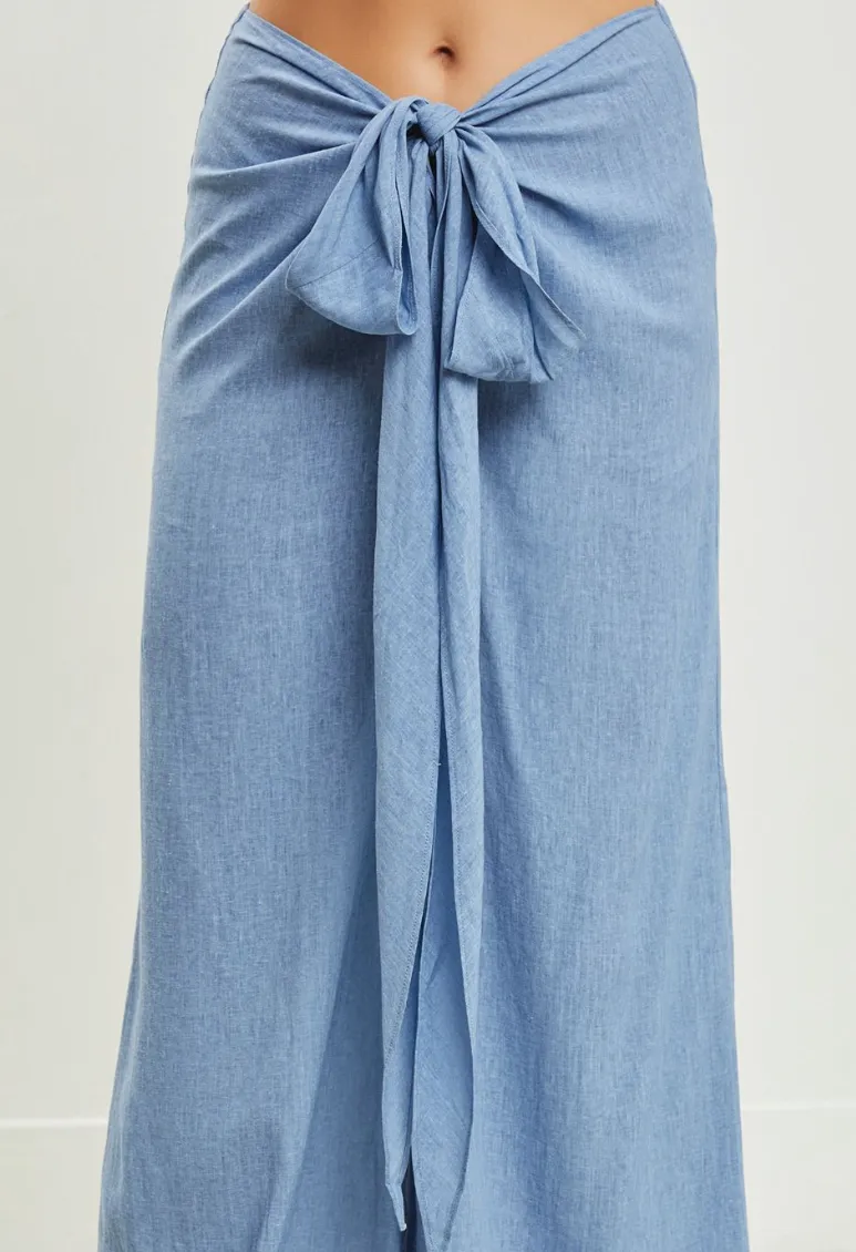 Tie Wide-Leg Pants