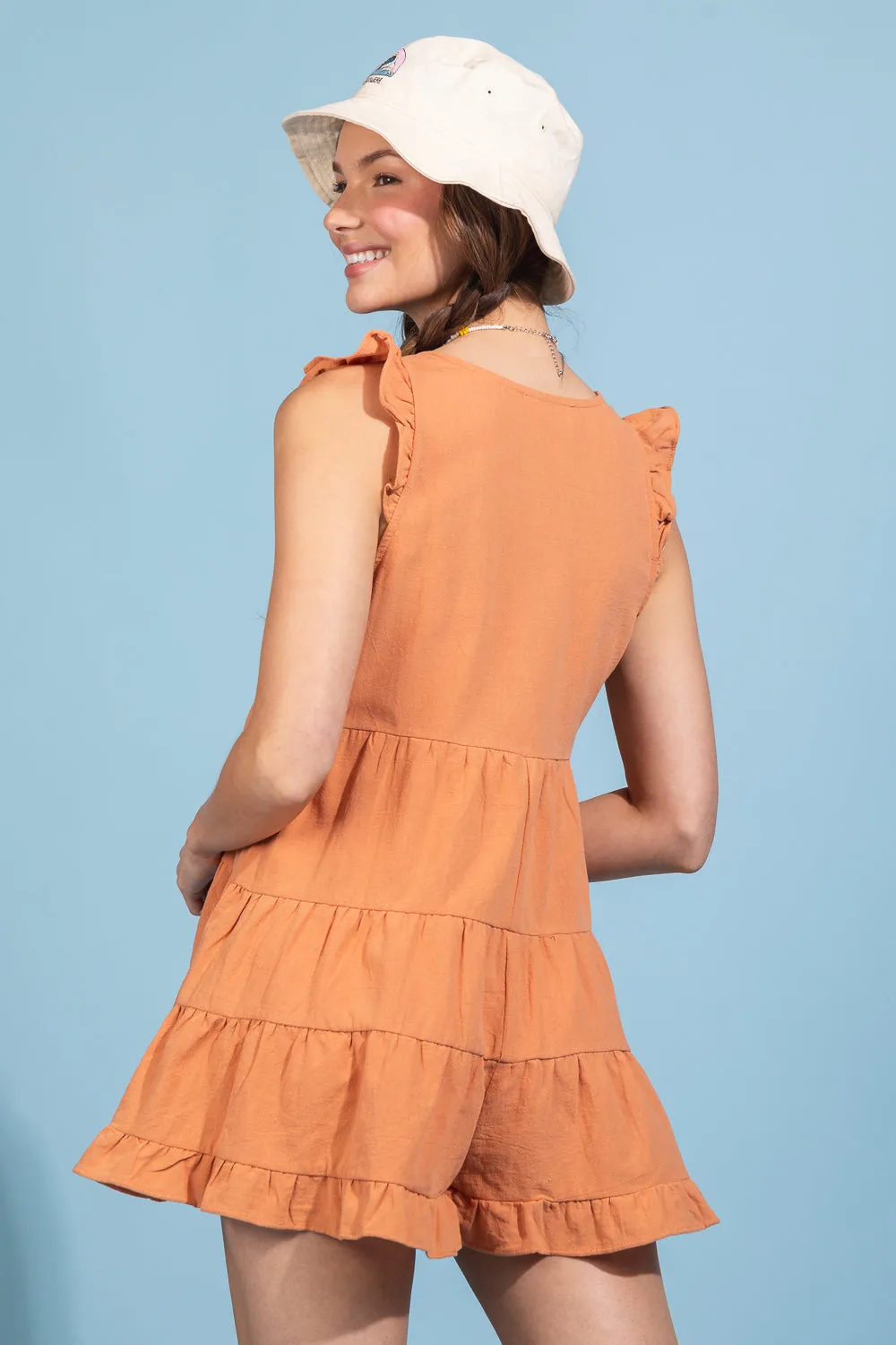 Tiered Ruffle Sleeve Romper
