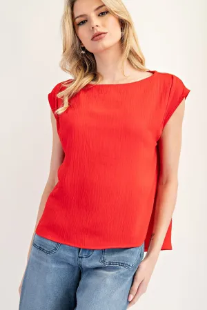 Tomato Red Crinkle High Low Top