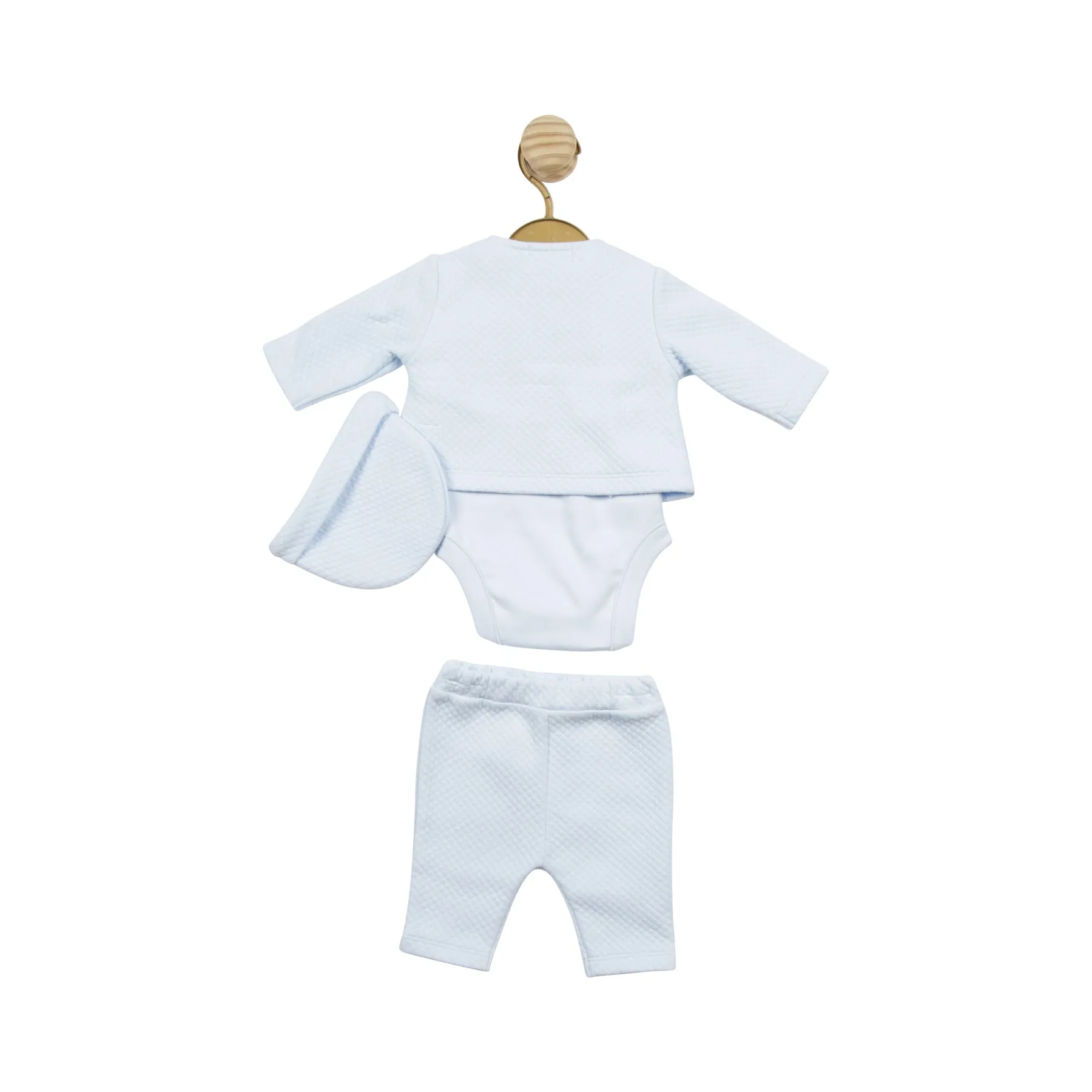 TRADE SHOW MB5153 / MB5153A Blue Waffle Tiny Baby 3pc Set and Hat (Copy)
