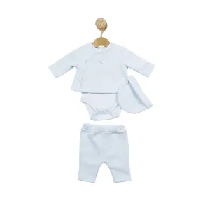 TRADE SHOW MB5153 / MB5153A Blue Waffle Tiny Baby 3pc Set and Hat (Copy)