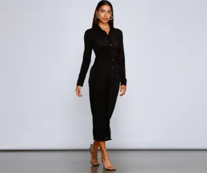 Trendsetting Stunner Slinky Charming Knit Midi Dress