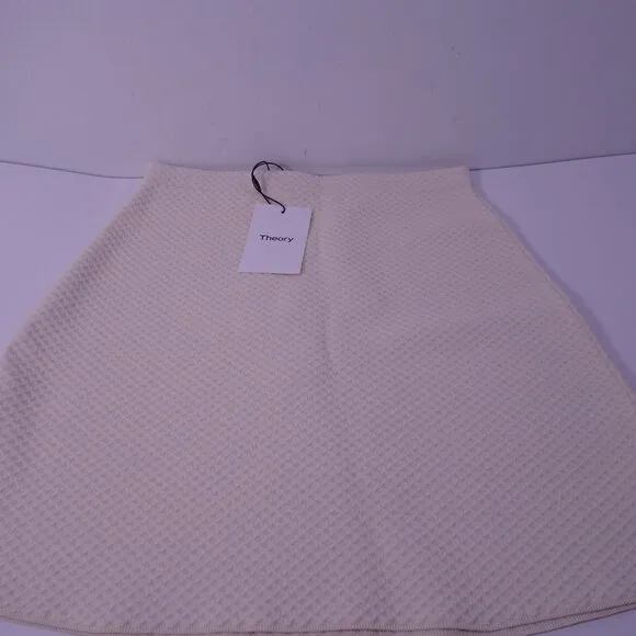 TTheory Women's Teslia A-Line Skirt Vanilla Cream Sz P and Small NWt 298