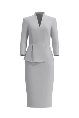 V NECK DRESS IN GREY
