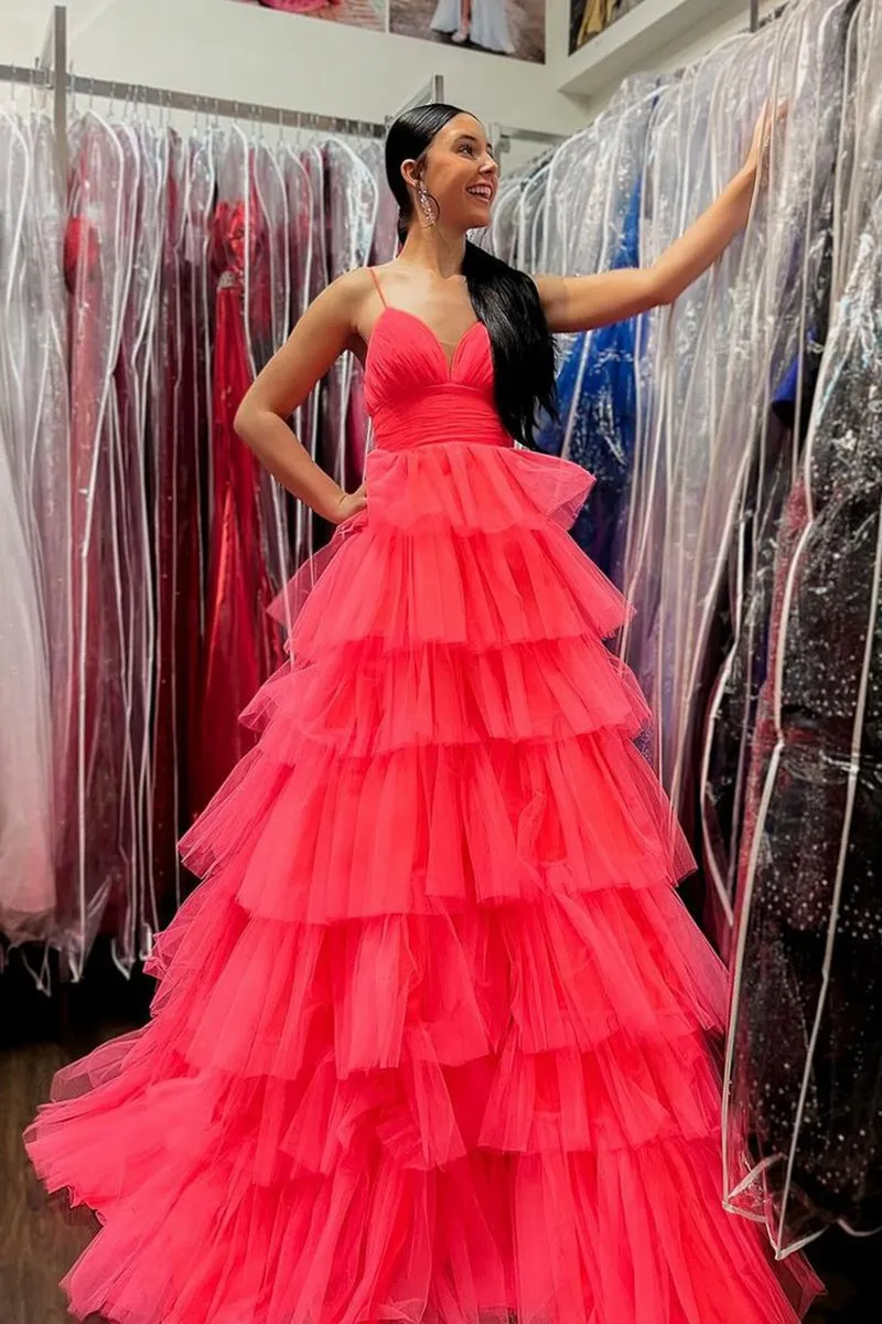 V-Neck Ruffle Tie Long Prom Gown