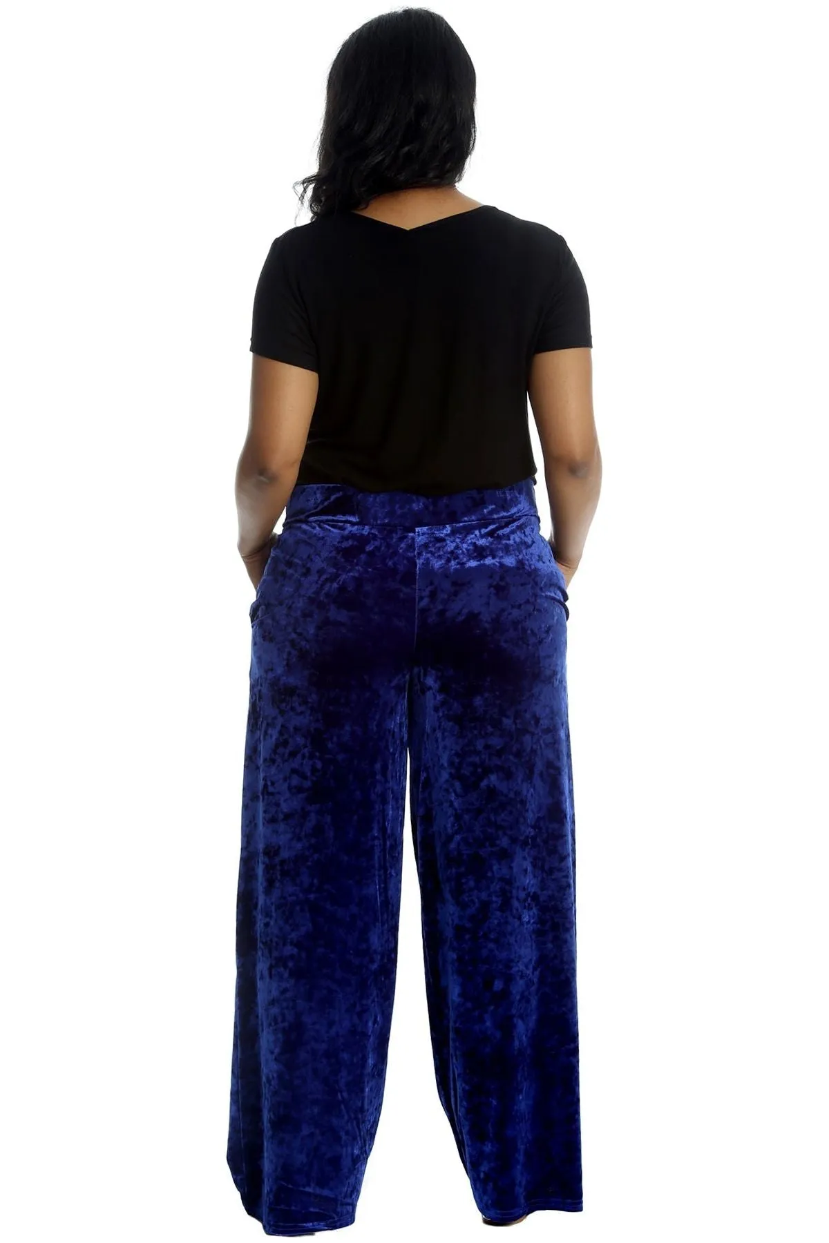 Velour Velvet Wide Flared Leg Pocket Palazzo