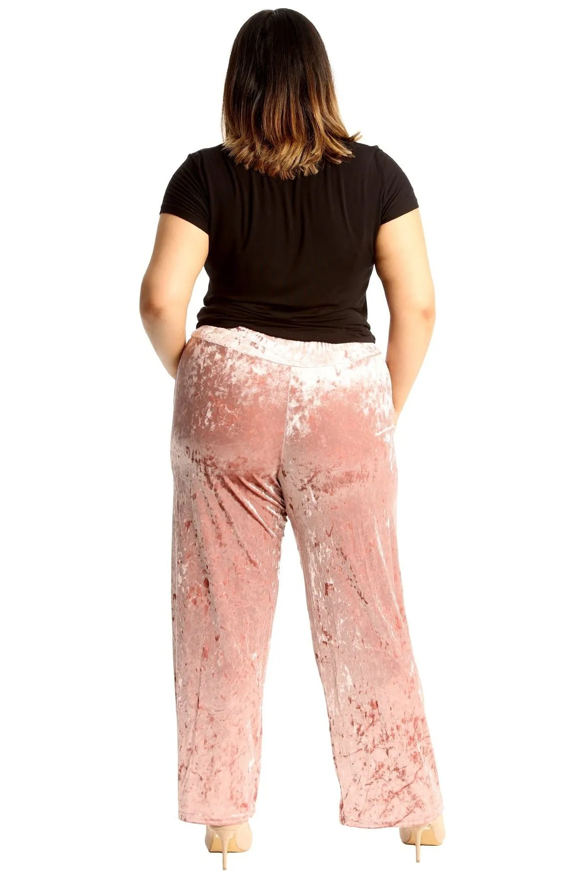 Velour Velvet Wide Flared Leg Pocket Palazzo