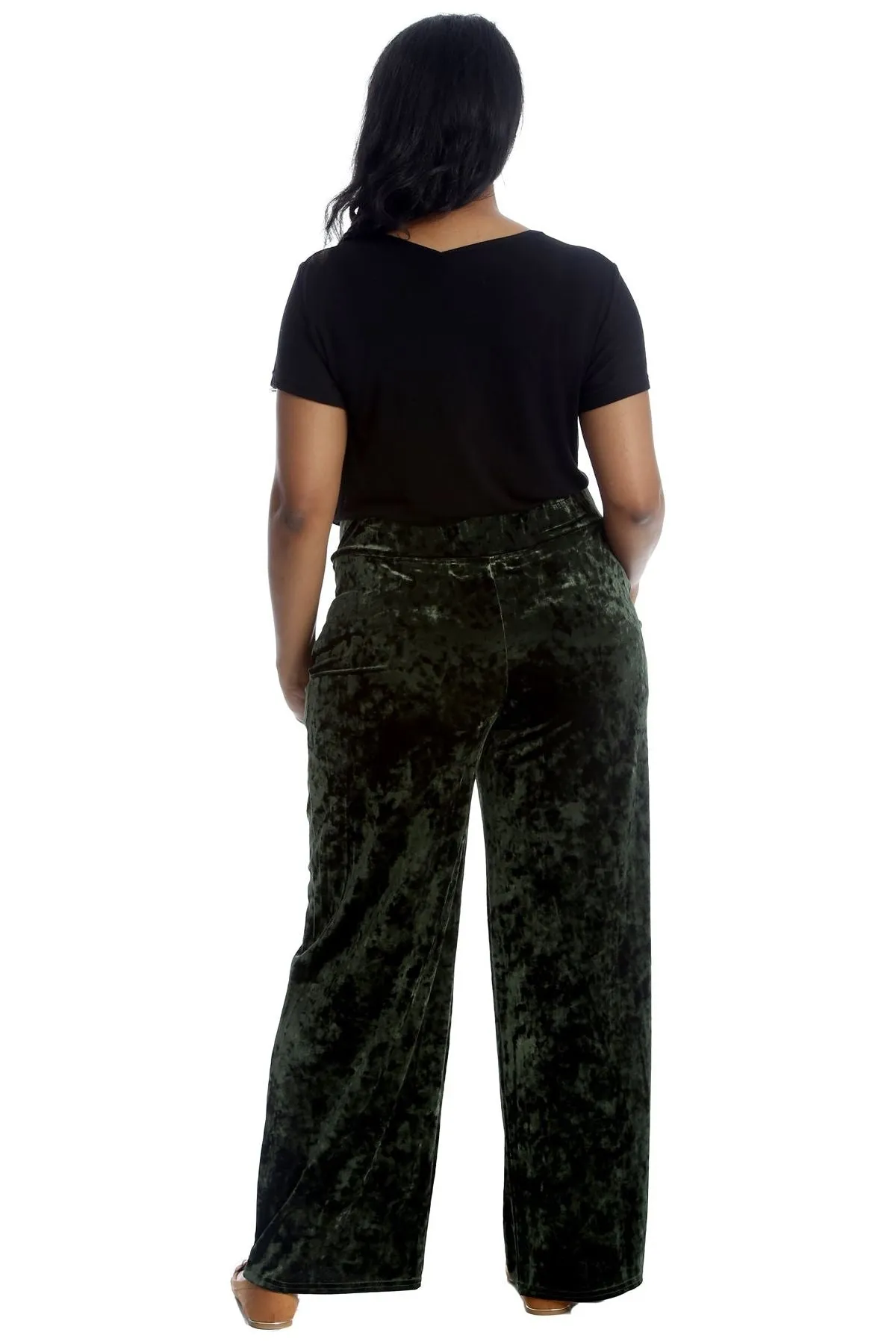 Velour Velvet Wide Flared Leg Pocket Palazzo