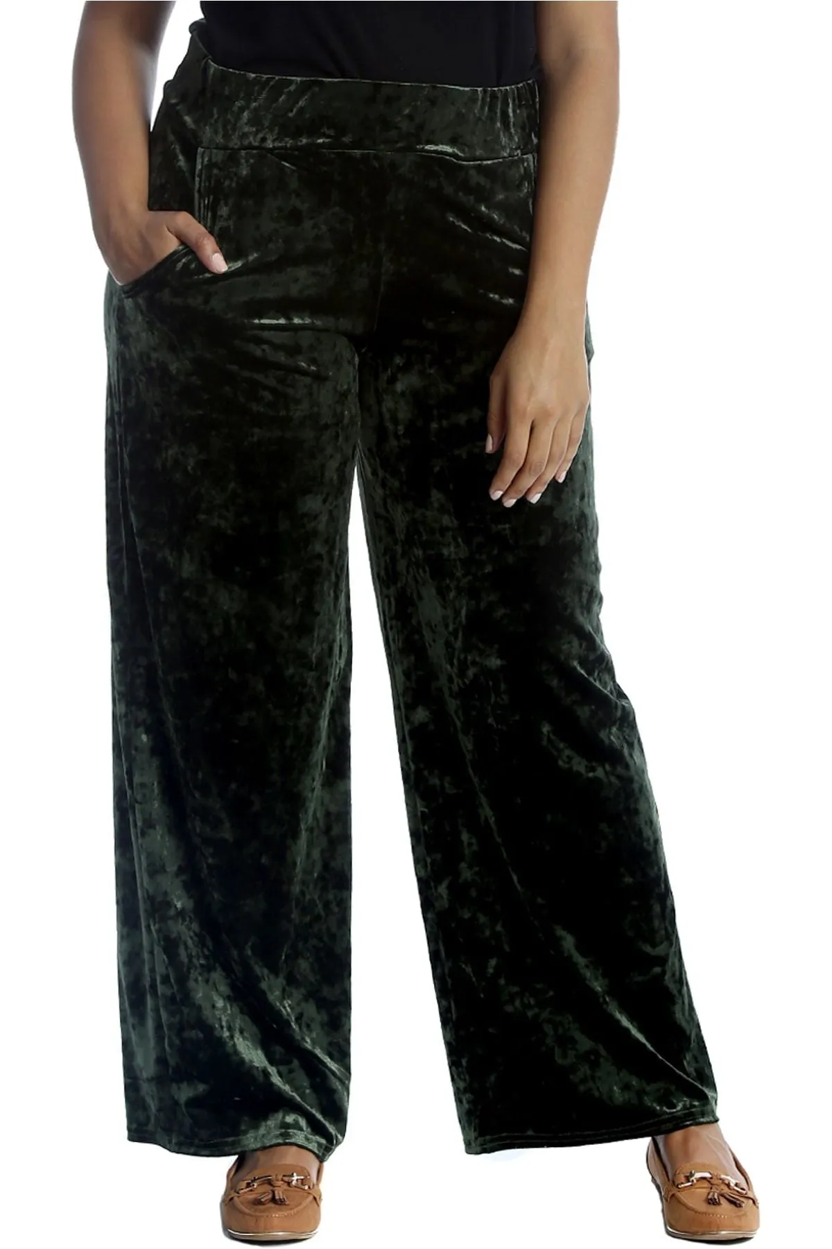 Velour Velvet Wide Flared Leg Pocket Palazzo