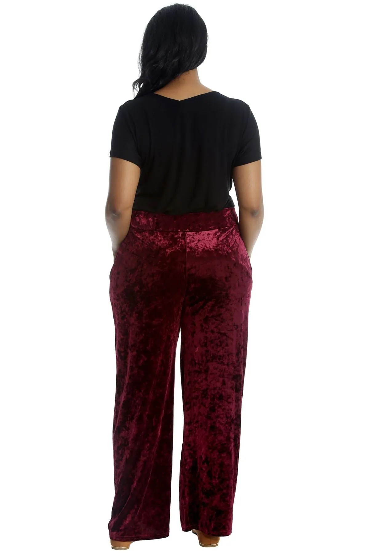 Velour Velvet Wide Flared Leg Pocket Palazzo