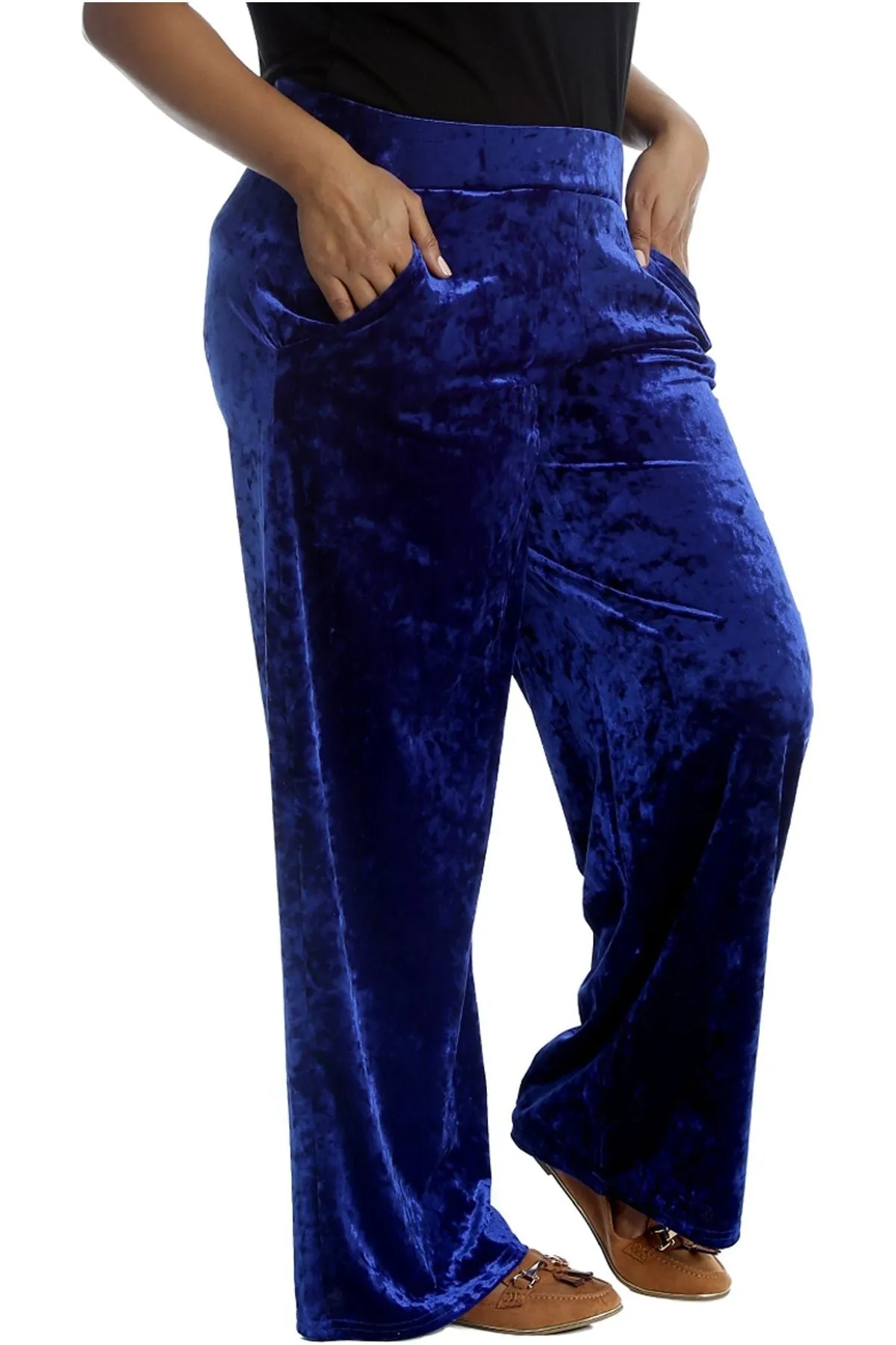 Velour Velvet Wide Flared Leg Pocket Palazzo
