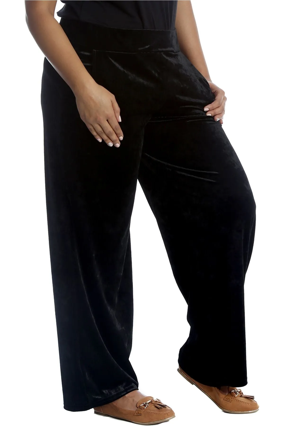 Velour Velvet Wide Flared Leg Pocket Palazzo