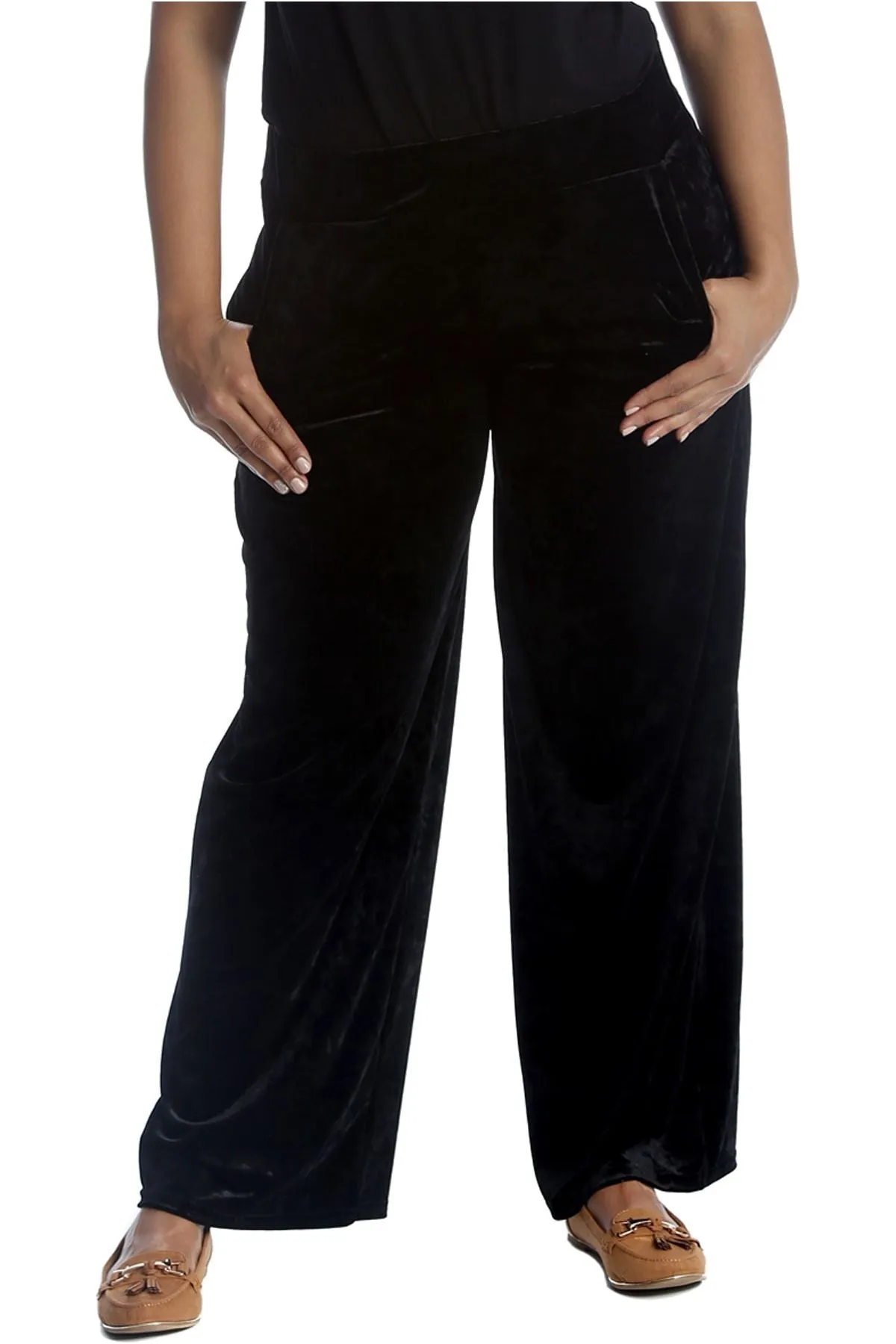 Velour Velvet Wide Flared Leg Pocket Palazzo