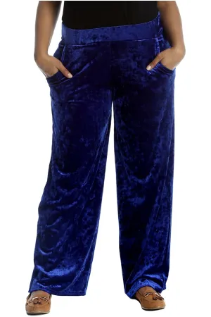 Velour Velvet Wide Flared Leg Pocket Palazzo