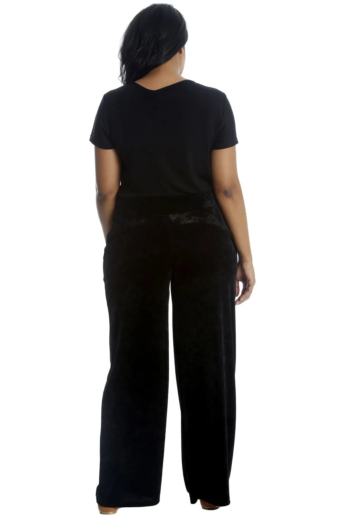 Velour Velvet Wide Flared Leg Pocket Palazzo