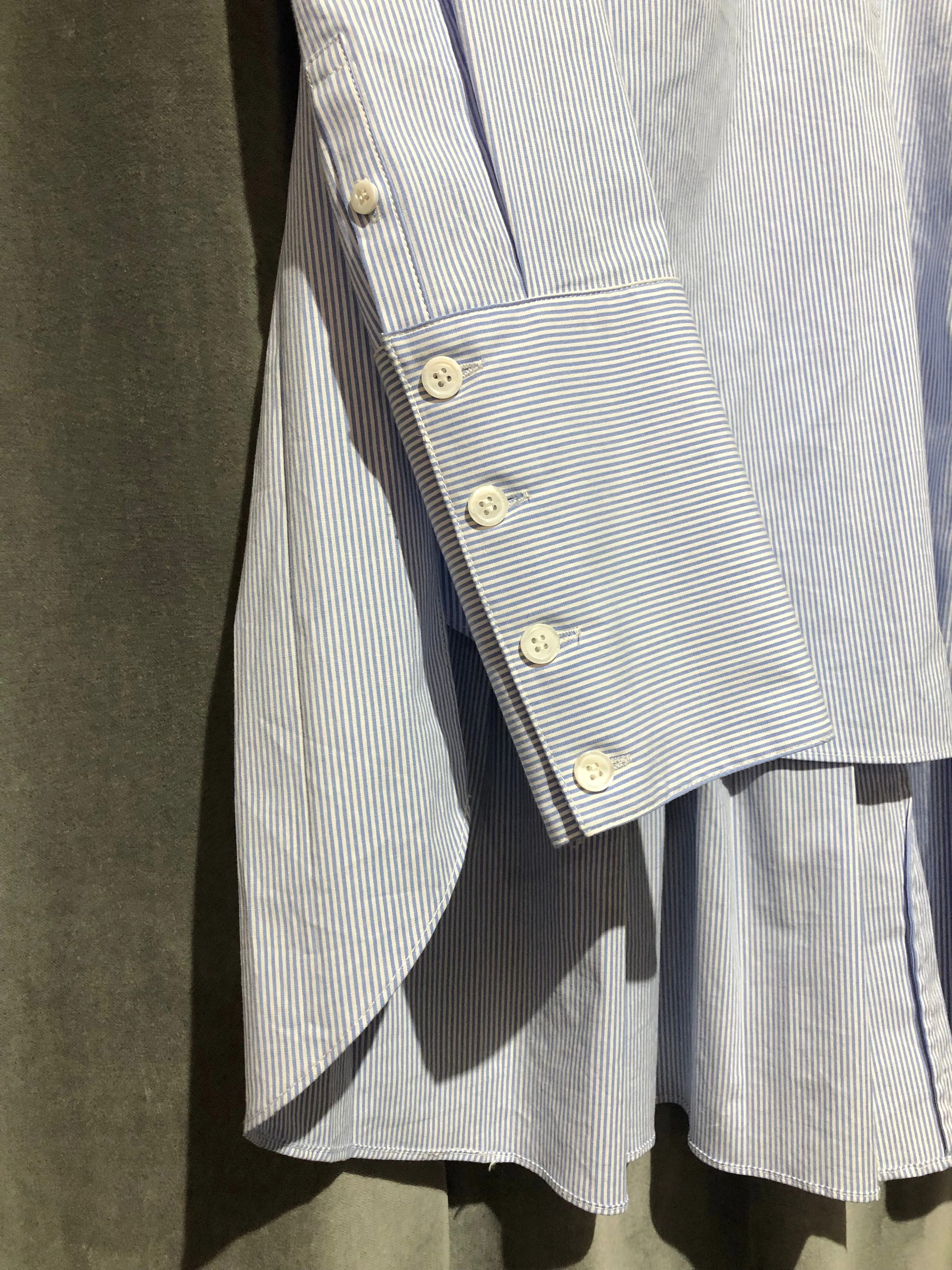 Veronica Beard Collarless Striped Half Button Top with Pleated Back