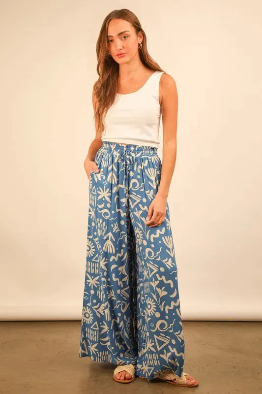 VERY J Printed Wide Leg Pants