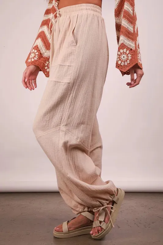 VERY J Wide Leg Gauze Solid Pants