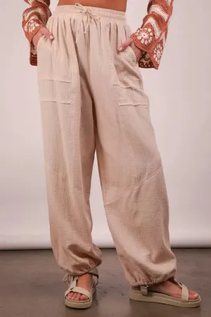 VERY J Wide Leg Gauze Solid Pants