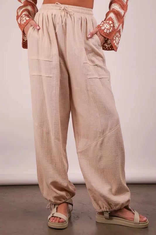 VERY J Wide Leg Gauze Solid Pants