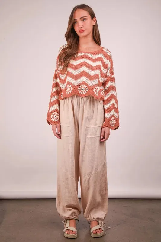 VERY J Wide Leg Gauze Solid Pants