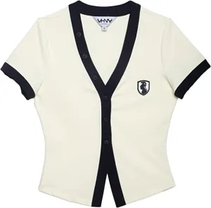 VHNY Womens Short Sleeve Tops | Button Up Short Sleeve Top Cardigan for Teens Girls Trendy from NYC Brand (Cream, S, s)