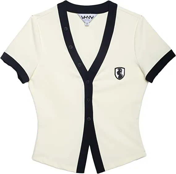VHNY Womens Short Sleeve Tops | Button Up Short Sleeve Top Cardigan for Teens Girls Trendy from NYC Brand (Cream, S, s)