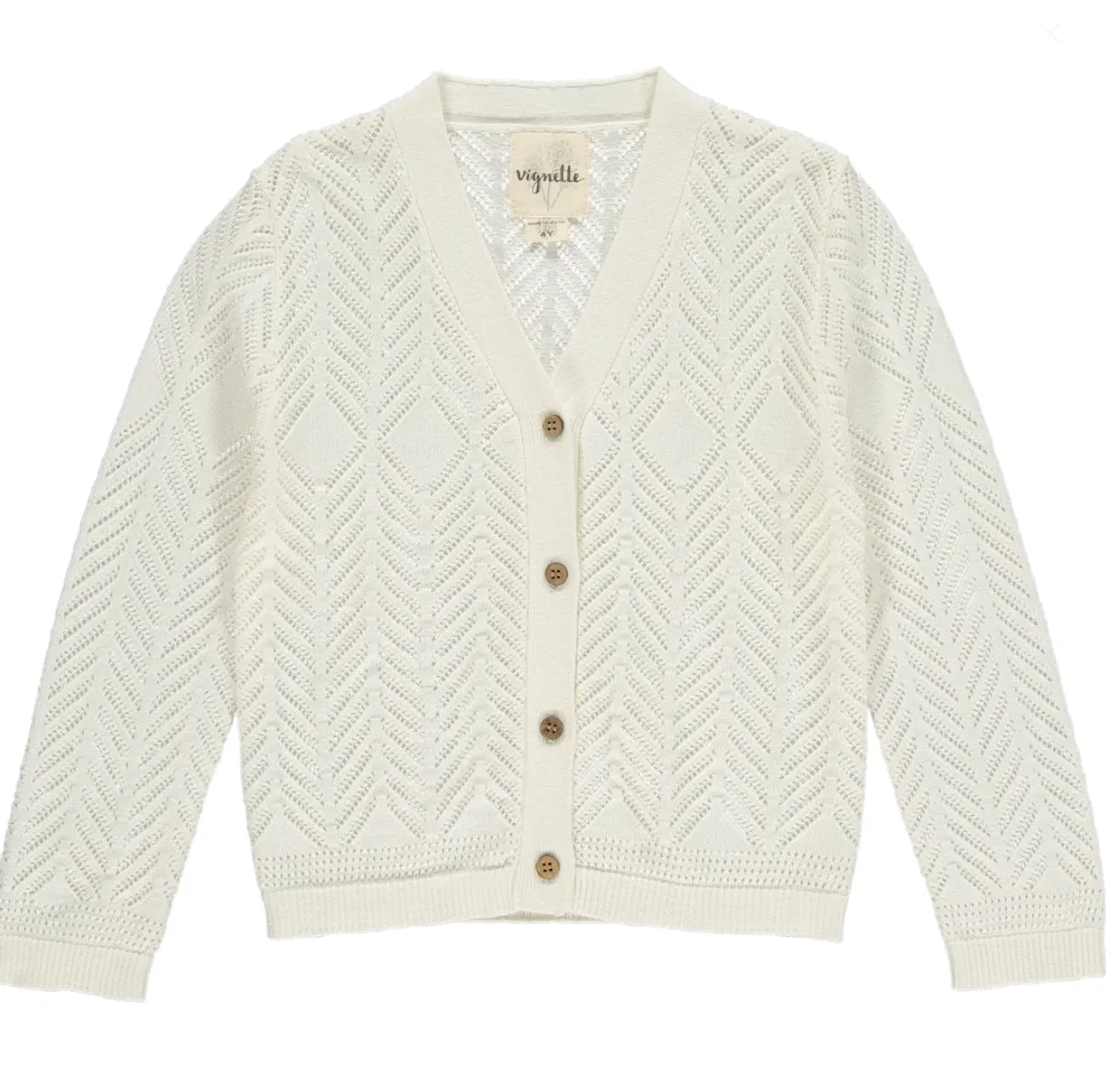 Vignette Girls Kenzie Cardigan in Ivory: Size 2-16y