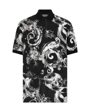 Watercolor Barocco Print Polo Shirt
